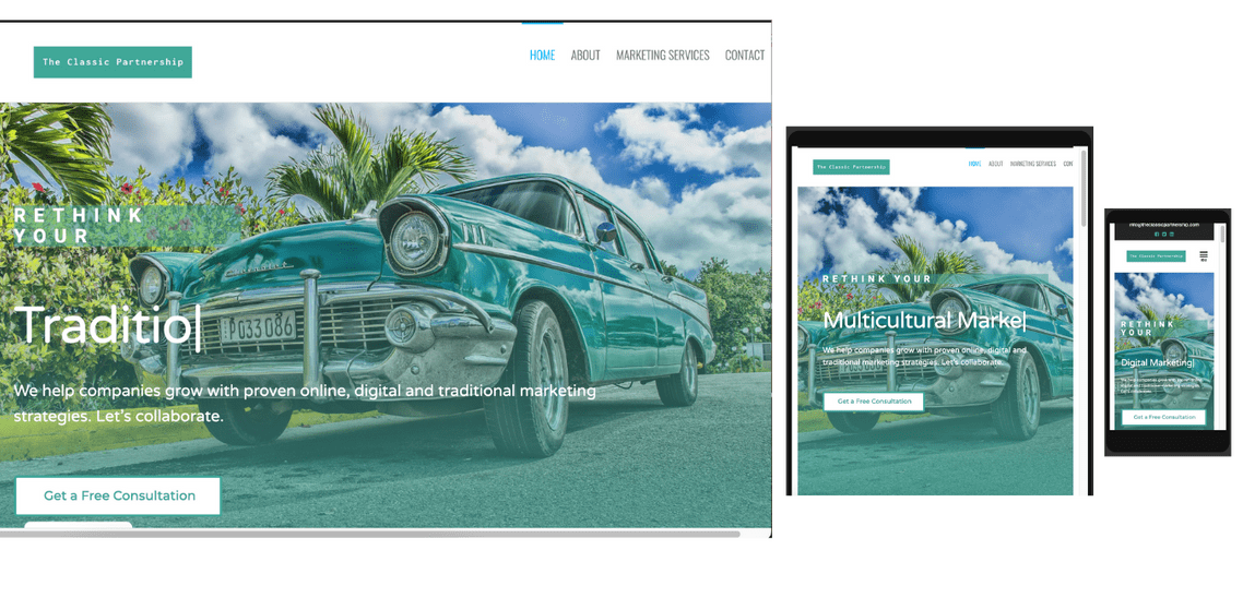 Ejemplo de web responsivo de The Classic Partner