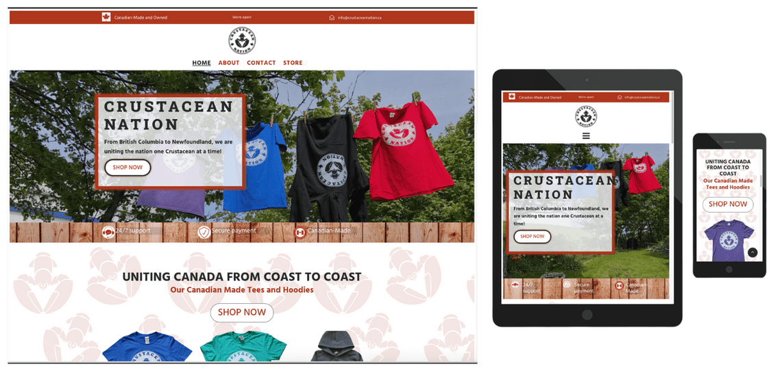 Ejemplo de web responsivo de Crustacean Nation