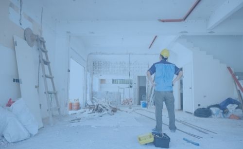 hombre dando un vistazo al interior de una casa